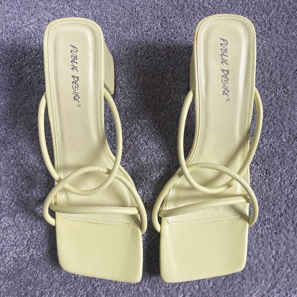 Yellow Strappy Block Heel Mules - Picture 8 of 11